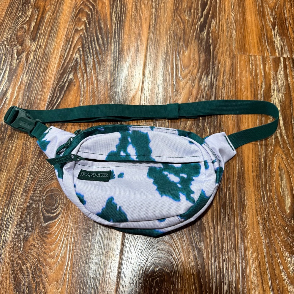 JanSport One Size Fifth Ave Waist Pack Women White Green Tie Dye Hip Bag